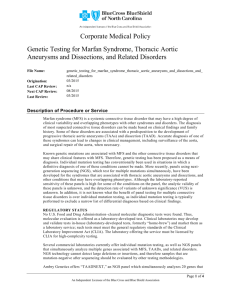 Genetic Testing for Marfan Syndrome, Thoracic Aortic Aneurysms
