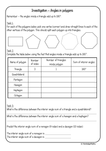 Investigation – Angles in polygons