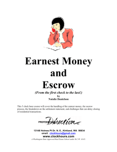 Earnest Money and Escrow