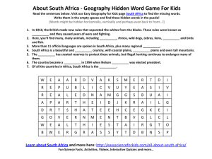 About South Africa - Geography Hidden Word Game For Kids