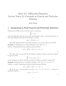 1.2 Integrals as General and Particular Solutions