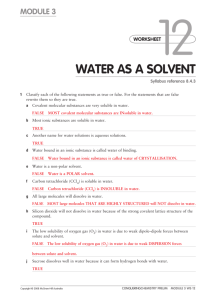 WATER AS A SOLVENT