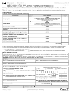 Fee Payment Form - Application for Permanent Residence