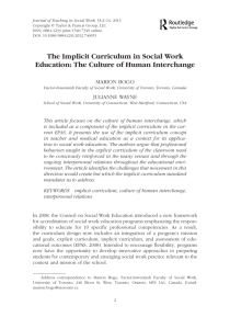 The Implicit Curriculum in Social Work Education