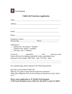 Child Life Practicum application