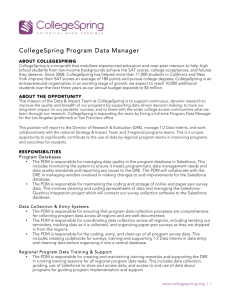 CollegeSpring Program Data Manager
