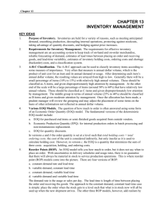 CHAPTER 13 INVENTORY MANAGEMENT