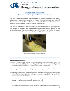 Ending Hunger and Poverty Recommendations from Witnesses to