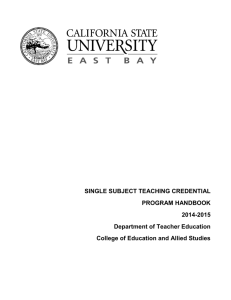 Single Subject Teaching Credential Program Handbook 2014-2015