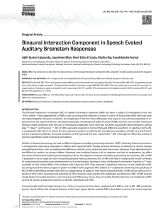 Binaural Interaction Component in Speech Evoked Auditory