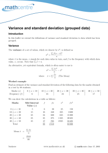 Variance and standard deviation (grouped data)