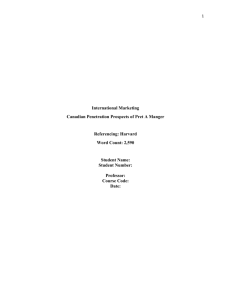 International Marketing Assignment Subject: Case study analysis