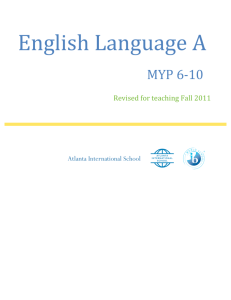 English Language A Language Curriculum