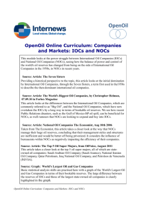 OpenOil Online Curriculum: Companies and Markets: IOCs and NOCs