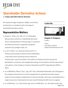 Bryan Cave - Shareholder Derivative Actions