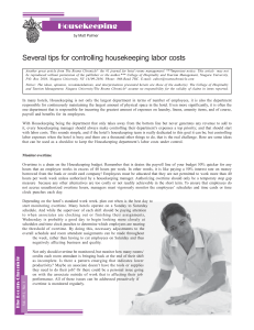 Several tips for controlling housekeeping labor costs