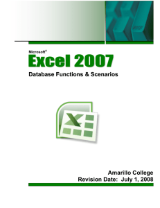 Excel 2007 - Database Functions & Scenarios