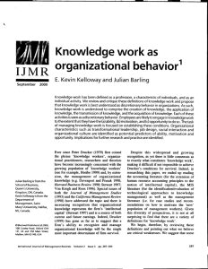 Knowledge work as organizational behavior