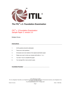 The ITIL® v.3. Foundation Examination