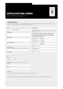 Otago University Study Abroad Application Form for TREN program