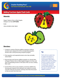 Adding Fractions Apple Flash Cards