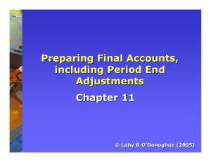 Preparing Final Accounts, including Period End Adjustments