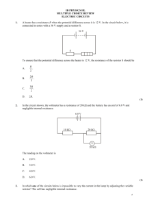 IB PHYSICS HL MULTIPLE CHOICE REVIEW ELECTRIC CIRCUITS