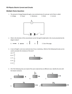 PSI Physics Electric Current and Circuits Multiple Choice Questions