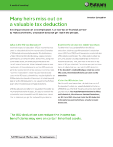 Income in respect of a decedent tax deduction