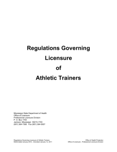 Regulations Governing Licensure of Athletic Trainers