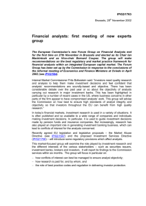 Financial analysts: first meeting of new experts group