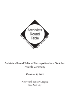Archivists Round Table of Metropolitan New York, Inc. Awards
