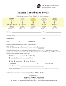 Investor Contribution Levels - Katy ISD Education Foundation