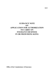 guidance note on application for authorization to carry on insurance