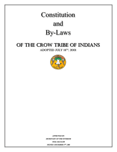 Constitution and By-Laws - Crow Nation Legislative Branch
