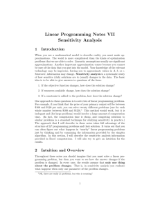 Linear Programming Notes VII Sensitivity Analysis