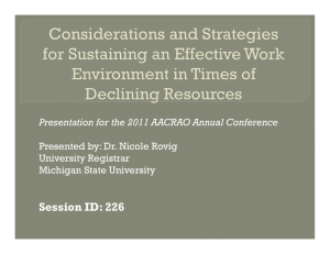 Considerations and Strategies for Sustaining an Effective Work