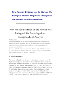 New Russian Evidence on the Korean War Biological Warfare