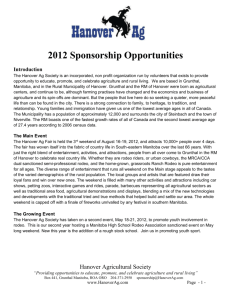 2012 Sponsorship Opportunities Introduction The Hanover Ag