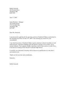 Cover Letter Example - Winnipeg School Division
