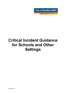 Critical Incident Guidance for Schools and Other Settings