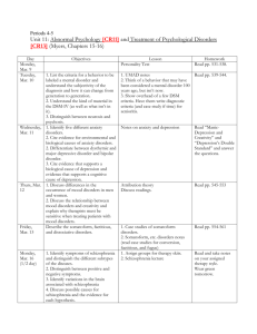Unit 11: Abnormal Psychology [CR11] and Treatment of