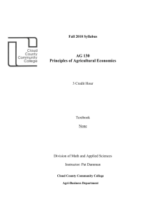 AG130 Principles of Ag Economics