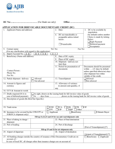 Documentary Credit (DC) Application Form