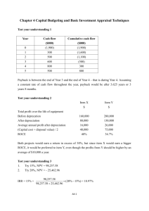 Chapter 4 Capital Budgeting and Basic Investment Appraisal
