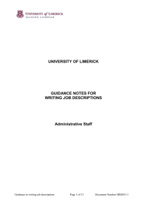 Job Descriptions - University of Limerick
