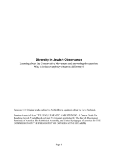 Conservative Judaism- Teacher's Guide