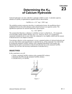 23 Determining the Ksp of Calcium Hydroxide