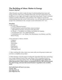 Einstein's Big Idea Notes