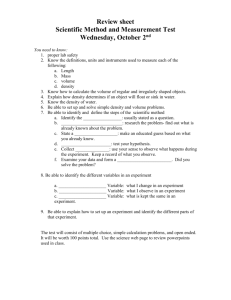 Review sheet for scientific method quiz